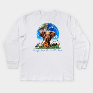 Every Day is Earth day Kids Long Sleeve T-Shirt